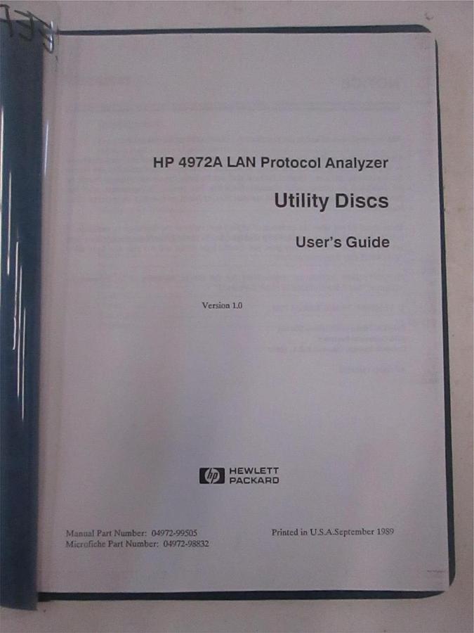Used HP 4972A LAN Protocol Analyzer Utility Discs User's Guide, Used