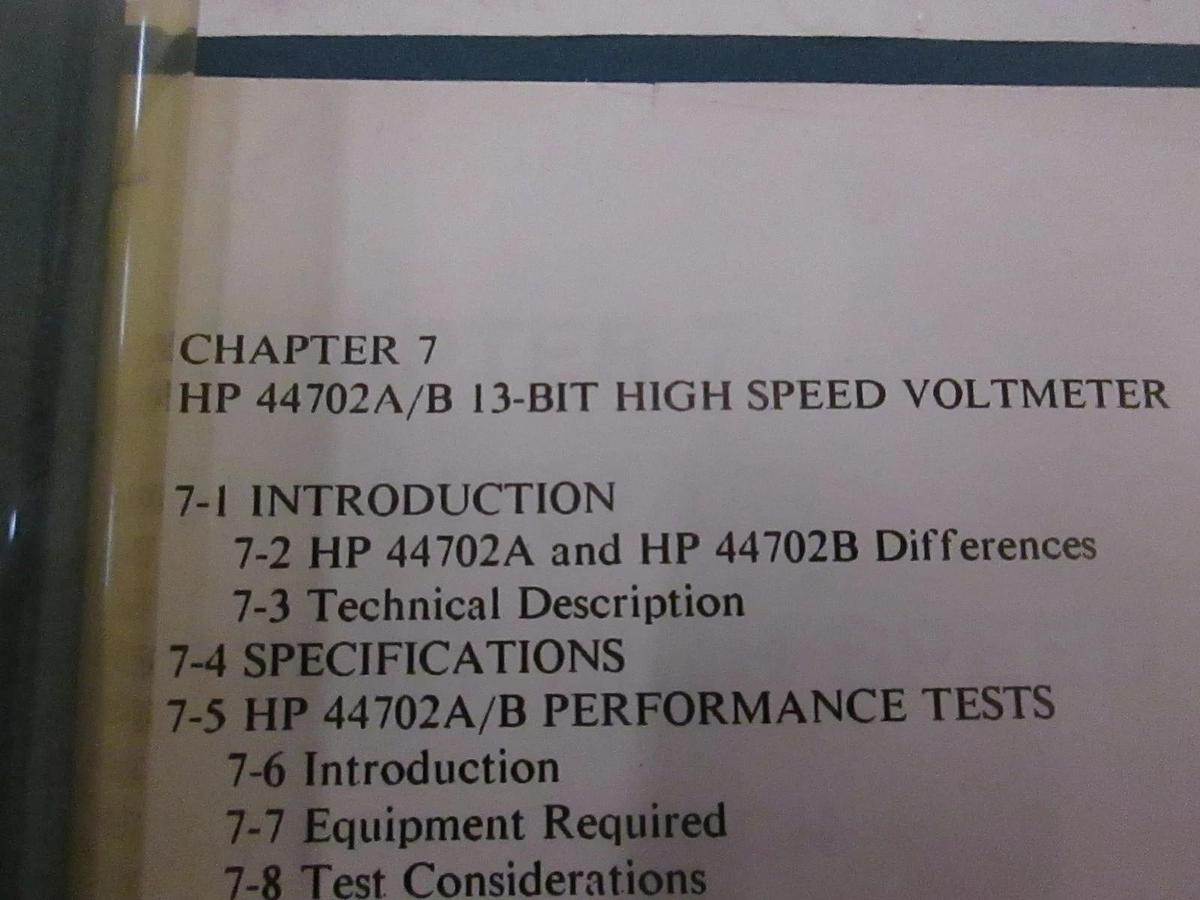 Used HP 44702A/B 13-Bit High Speed Voltmeter Chapter 7, Used