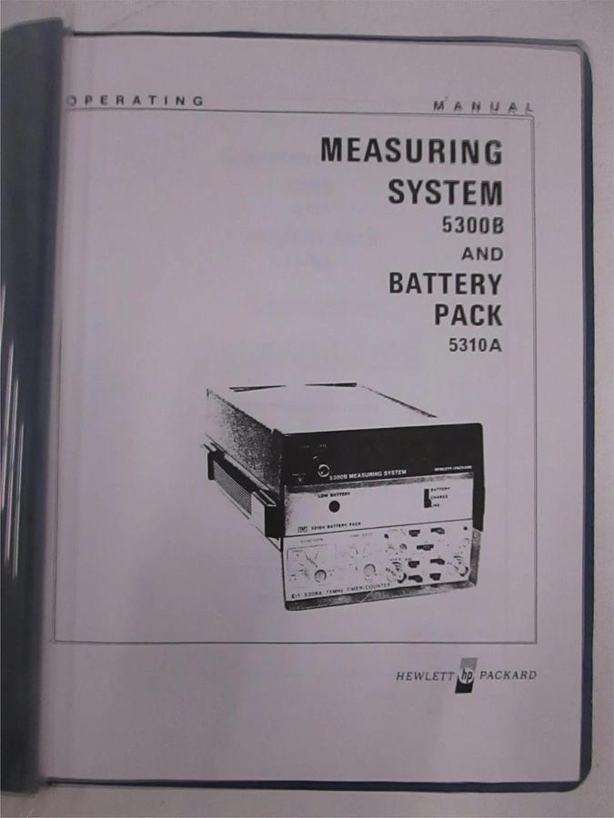 Used HP 5300B Measuring System and 5310A Battery Pack Operating Manual, Used