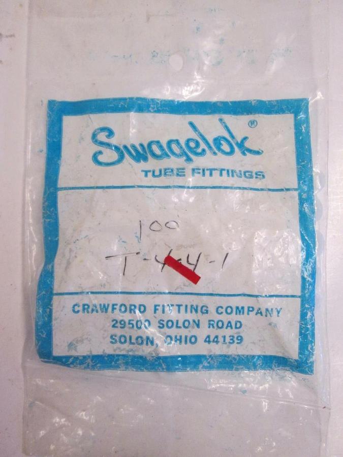 Used Swagelok T-4A4-1, White Tube Fittings, Lot of 100