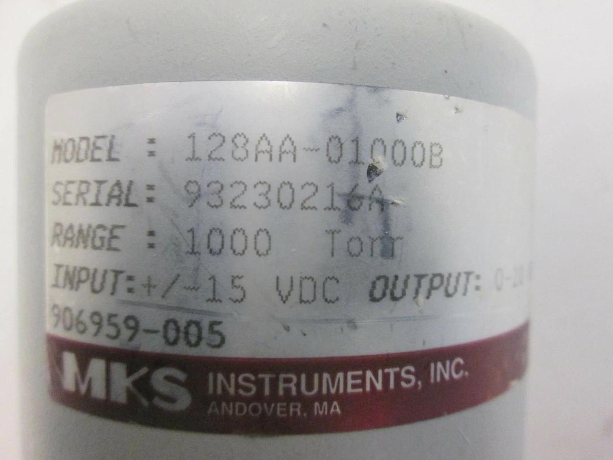 Used MKS, 1000 Torr Baratron Pressure Transducer, 128AA-01000B, Used