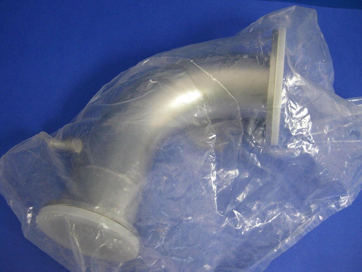 6 "x 8.5" SS 90° Elbow Vacuum Pipe, ISO-100 Adapter to ISO-63, w/ Leak Por,t New