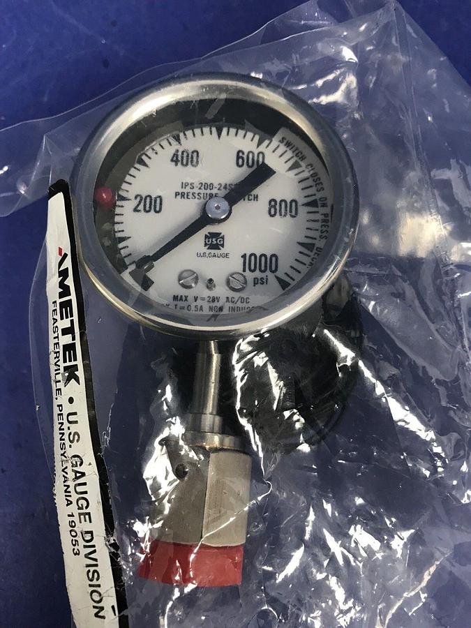 Used Ametek IPS-200-24SG Indicating Pressure Switch, 0-1000 psi, New in Wrap