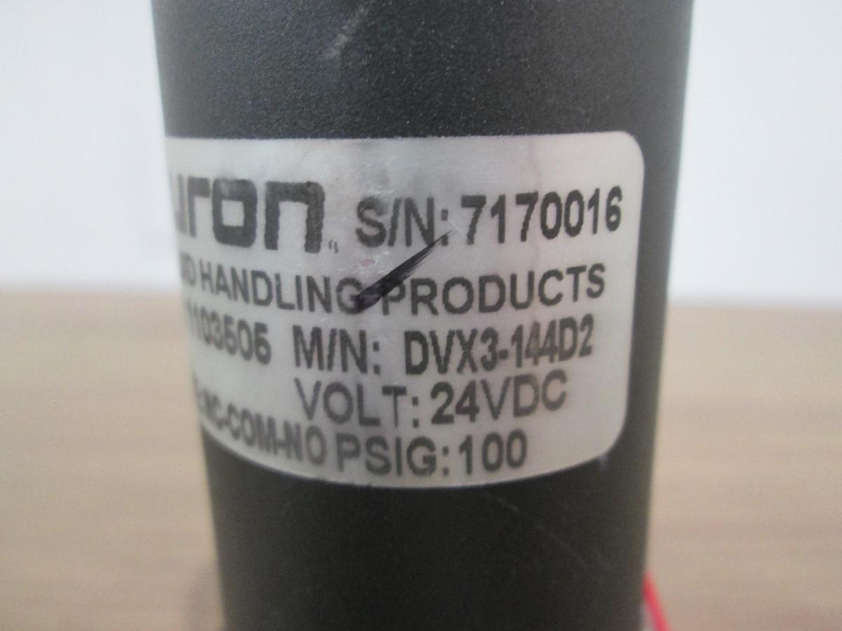 Used Furon, DVX3-144D2, 3-Way Solenoid Valve, 100 PSIG, 24VDC, Used
