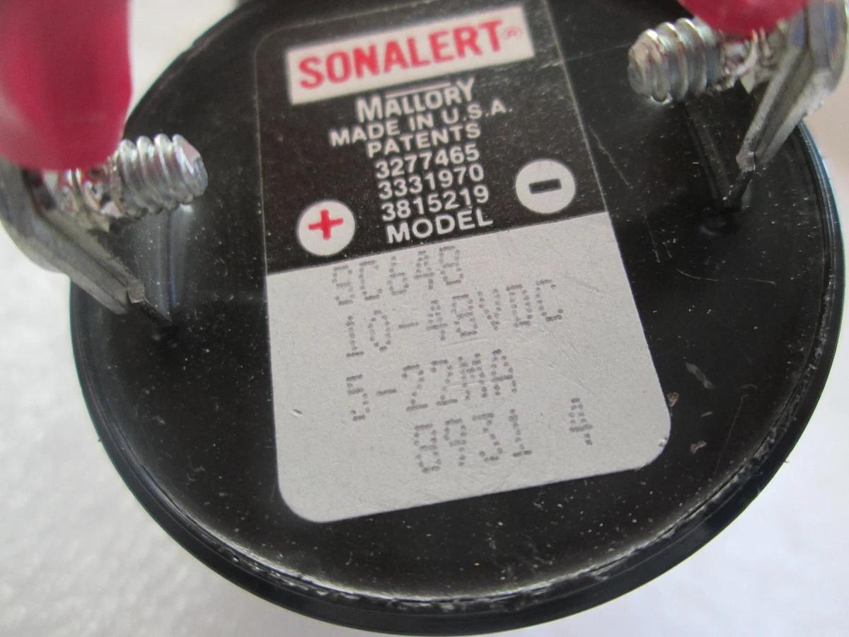 Used Mallory, Sonalert, SC648, 10-48VDC, Alarm Buzzer, Used, Lot of 3