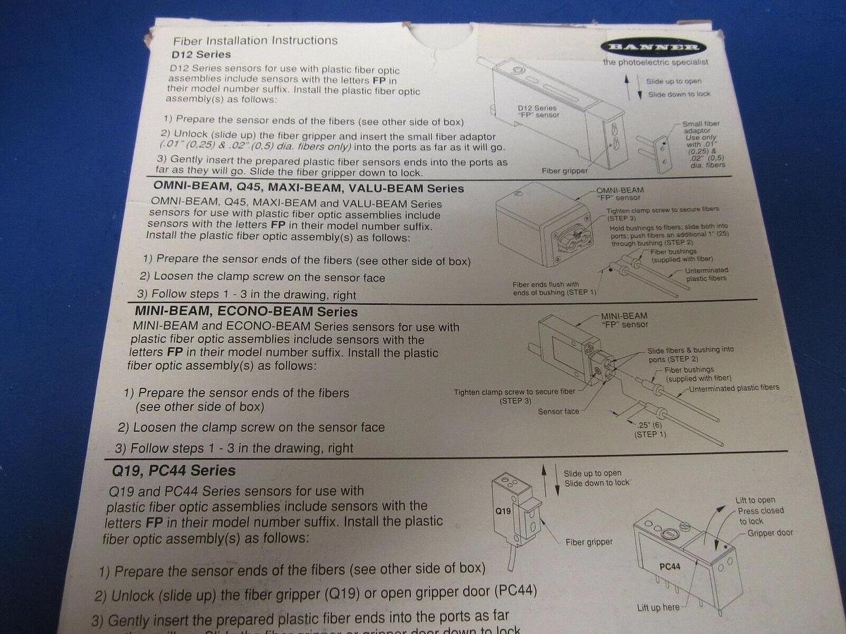 Banner Engineering PBA410UM.6X1.75 Plastic Fiber Optic, 1mm Core
