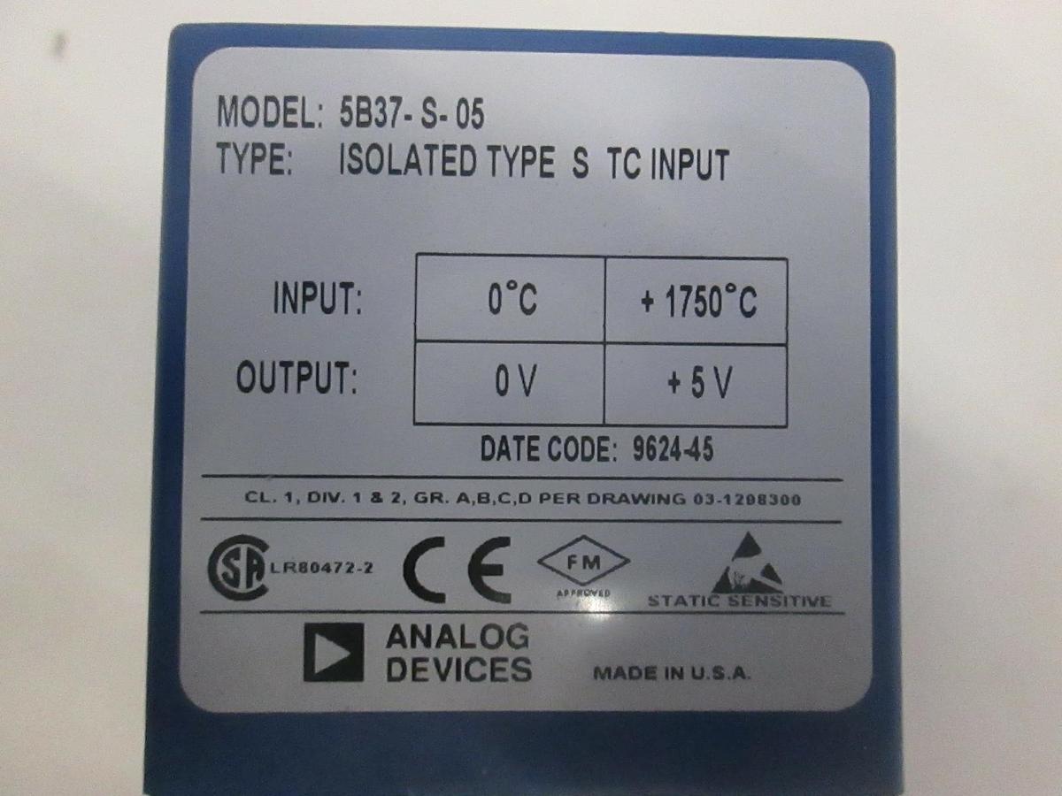 Used Analog Devices, Isolated Type S TC Input, 5B37-S-05, Used, Lot of 6