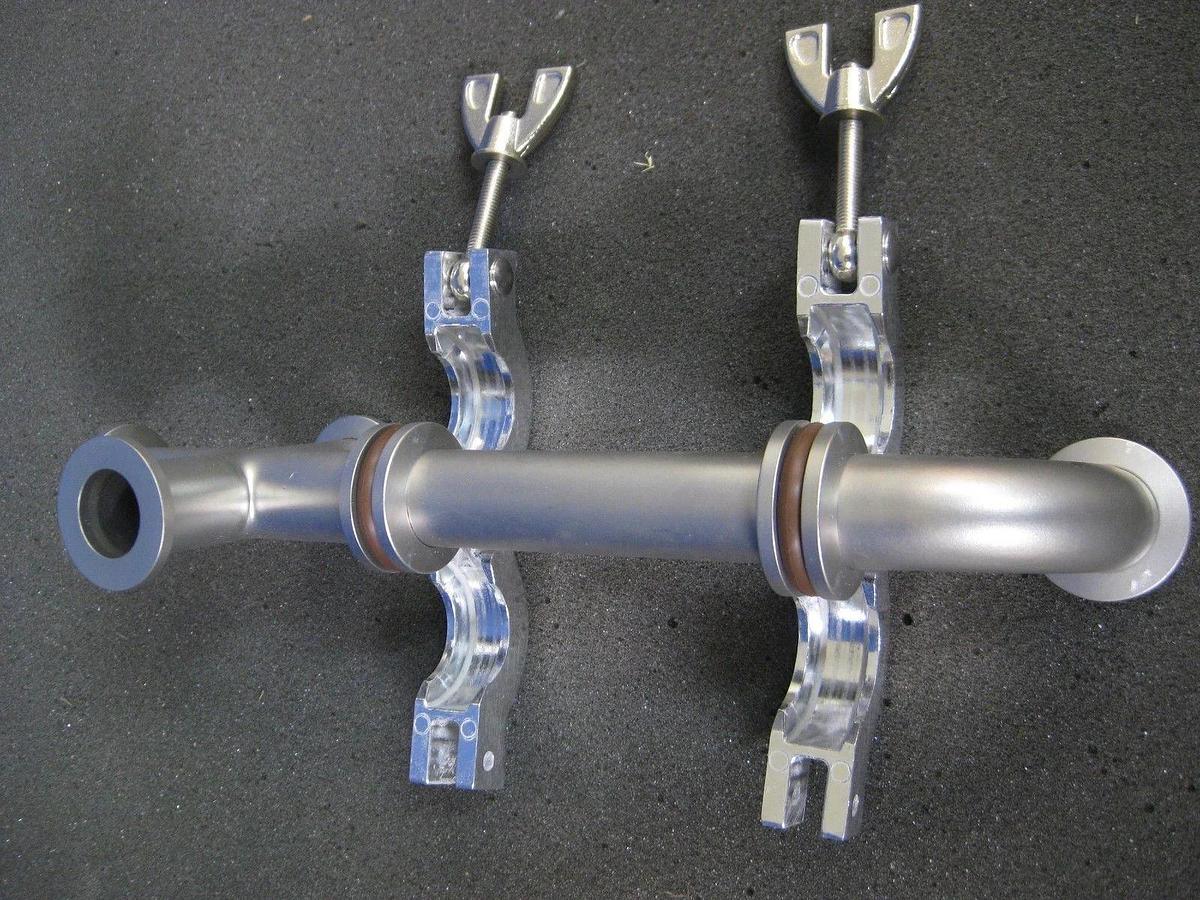 NW16 Stainless Steel Vacuum Pipe Assy: Cross, Straight & Elbow w/ Clamps, Used