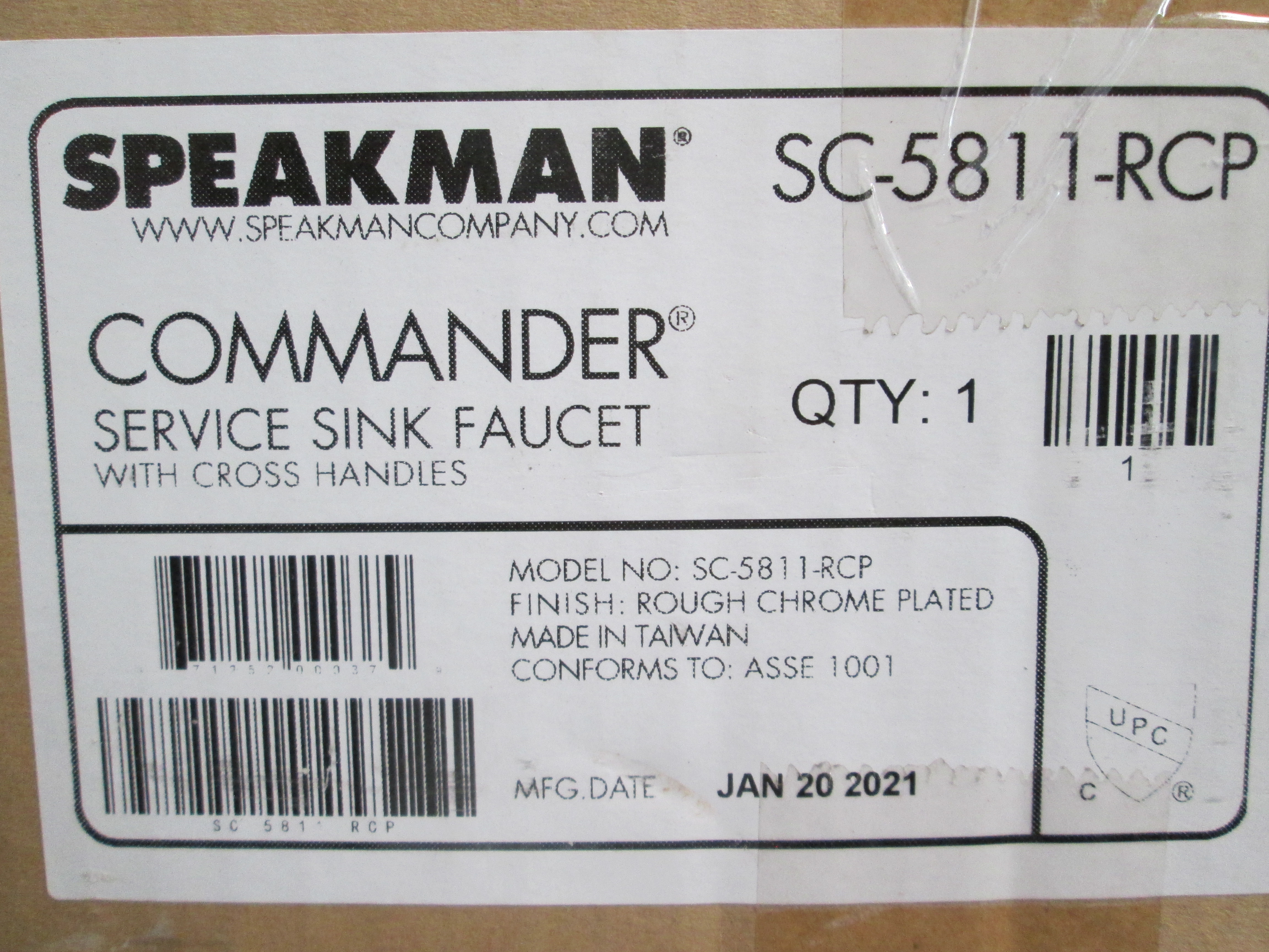 Used Speakman Commander, SC-5811-RCP, Service Sink Faucet Rough Chrome Cross Handles 