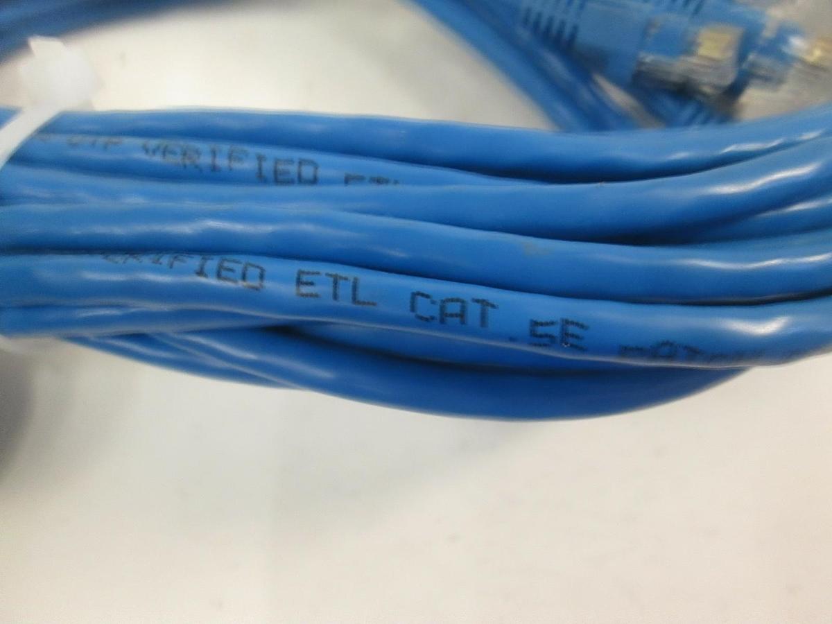 Used Ethernet Patch Cable To TIA/EIA, E188601, 1ft, Blue, Lot of 25