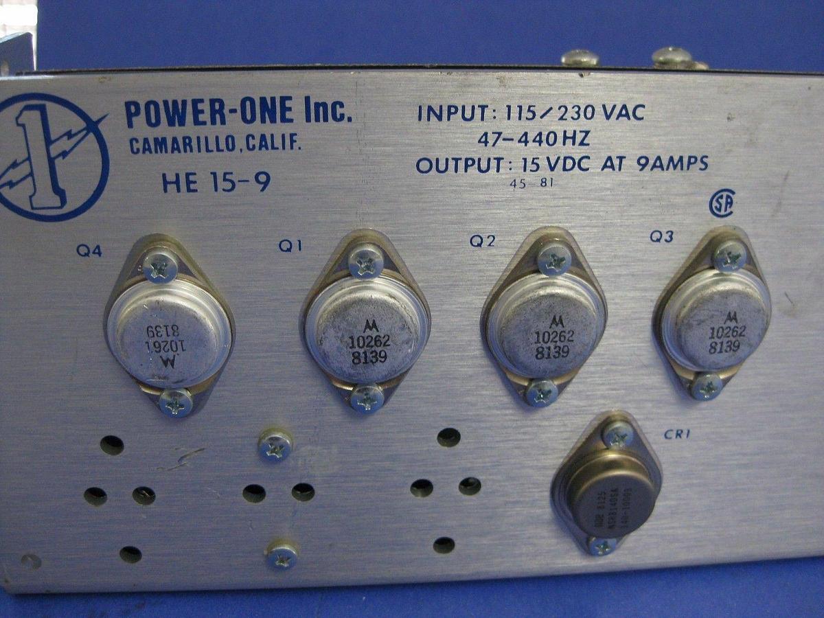 Used Power One HE 15-9 Power Supply, 47-440 HZ, 115/230 VAC, Used