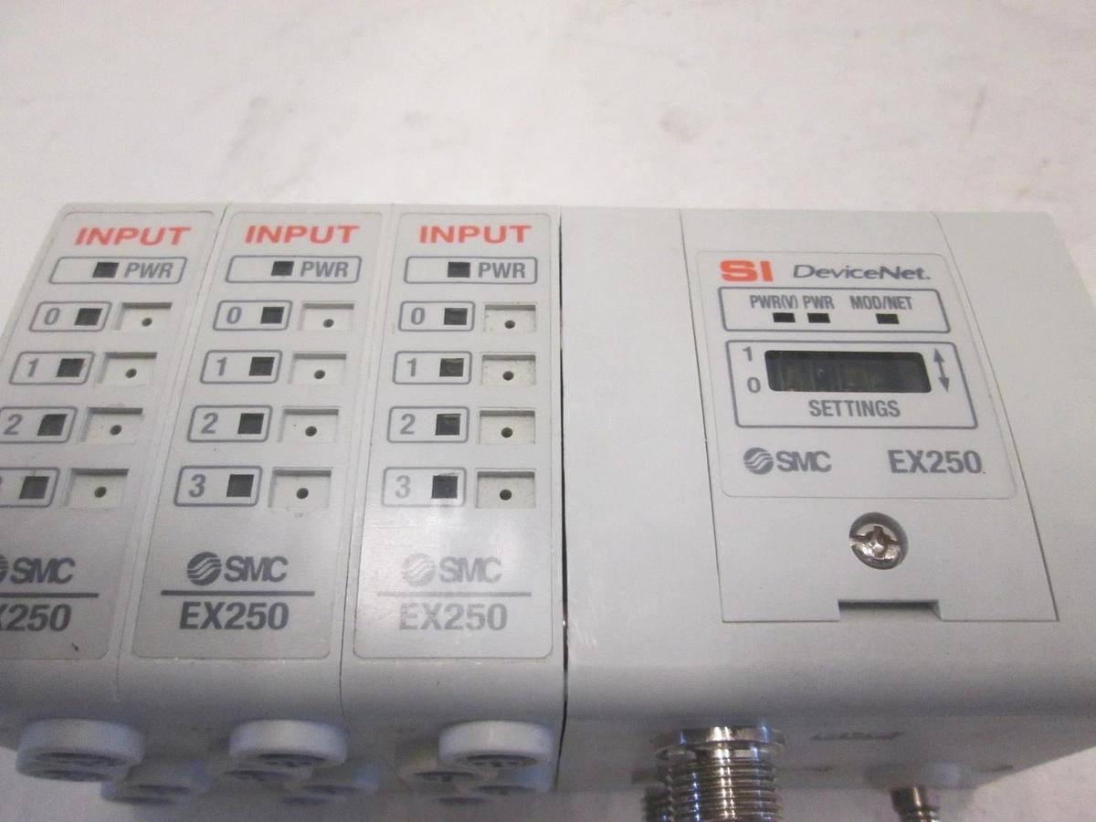 Used SMC, EX250, DeviceNet Interface Module Assy w/ 3 Input Blocks, Used