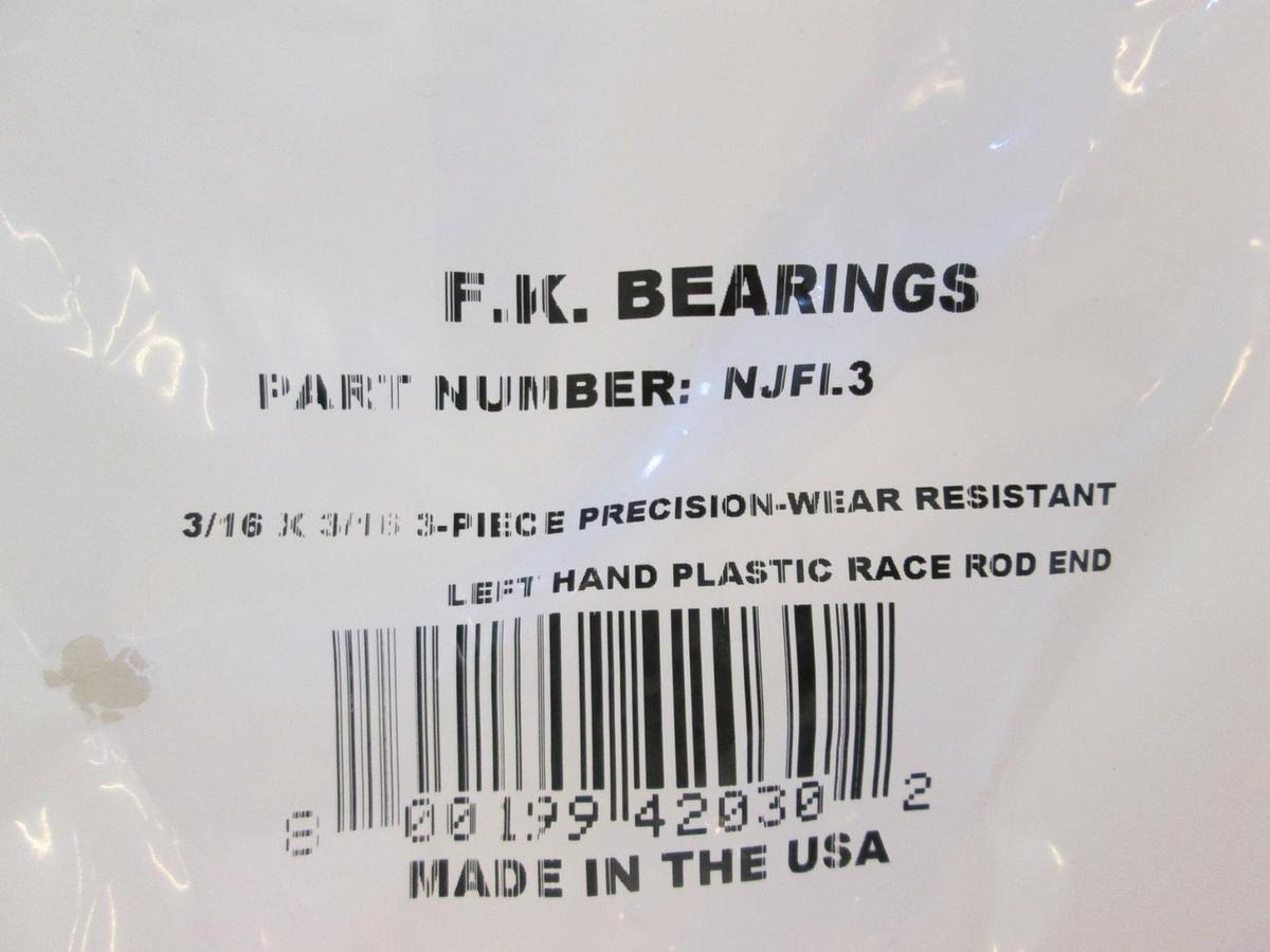 Used F.K. Bearings NJFL3, 3/16 X 3/16, 3 Piece Precision Wear Resistant, Left Hand