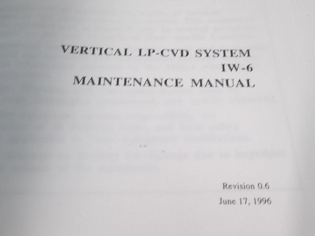 Used TEL Tokyo, IW-6C, Maintenance Manual, Used