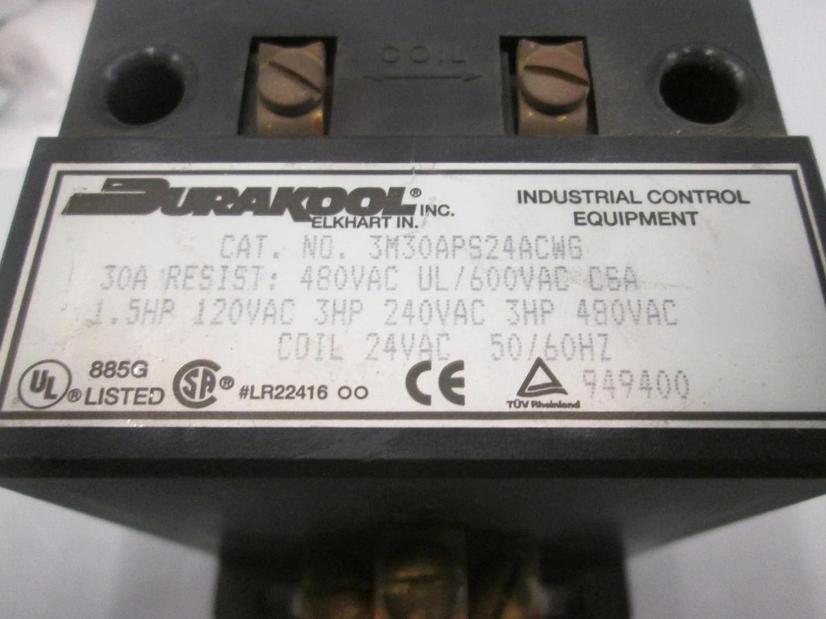 Durakool, 3M30APS24ACWG, Contactor, 24VAC Coil, New