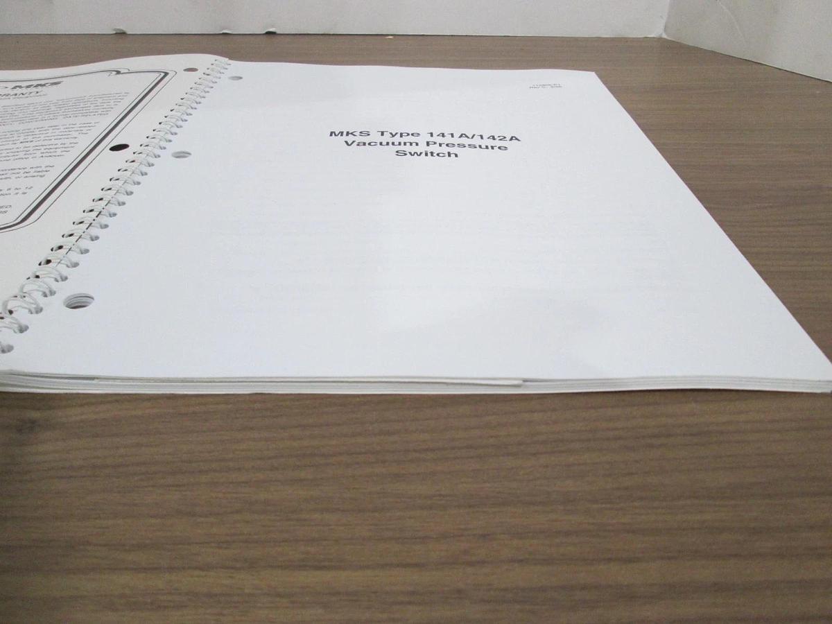 Used MKS, Type 141A/142A, Vacuum Pressure Switch, Instruction Manual, Used