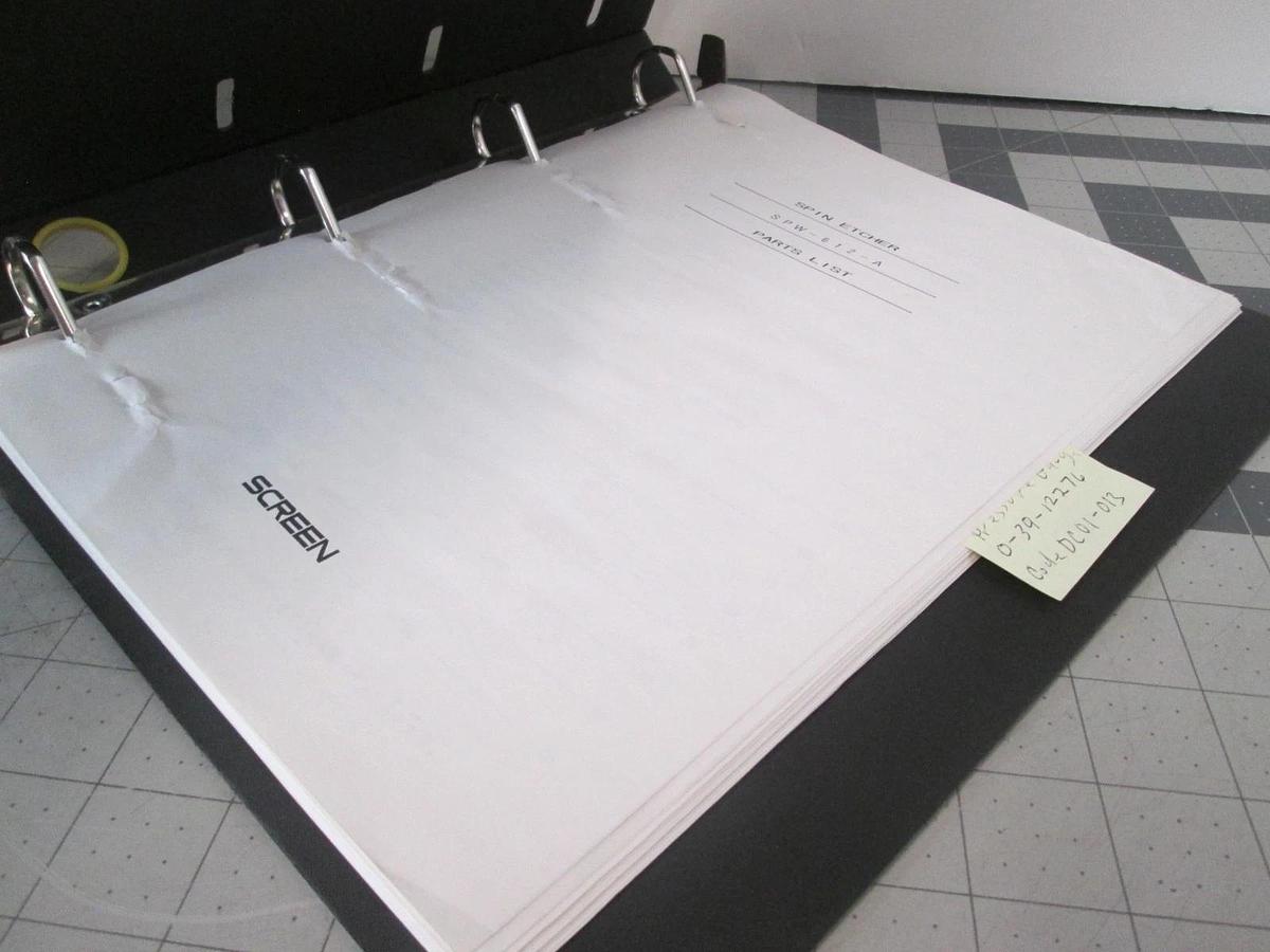 Used Screen, SP-W612, Spin Etcher, Parts List, Used
