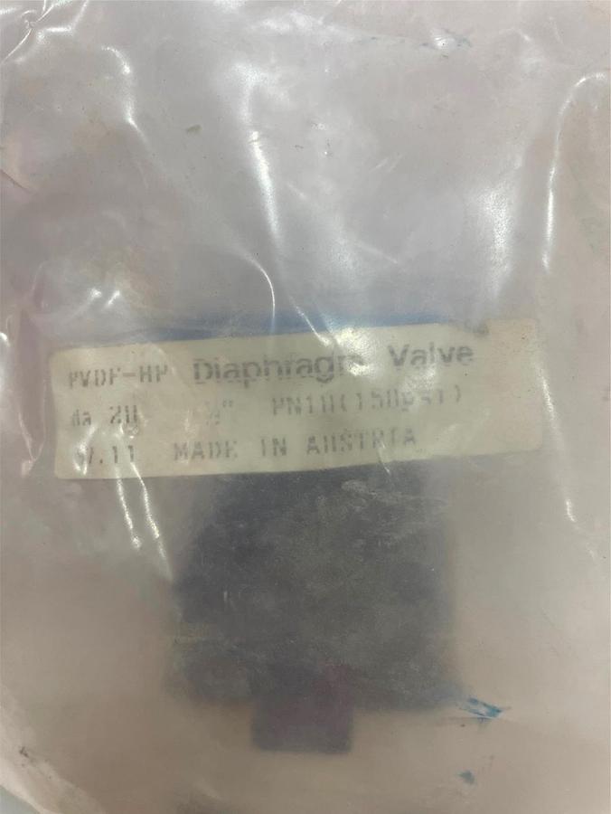 Used Agru, PVDF HP, Solef, Diaphragm Valve, New in Bag