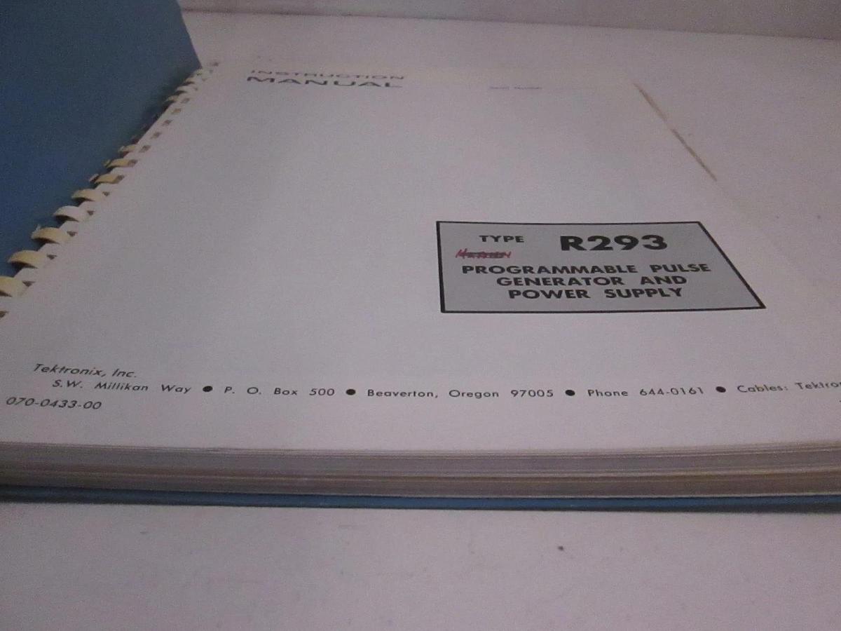 Used Tektronix Type R293 Programmable Pulse Generator, Power Instruction Manual, Used
