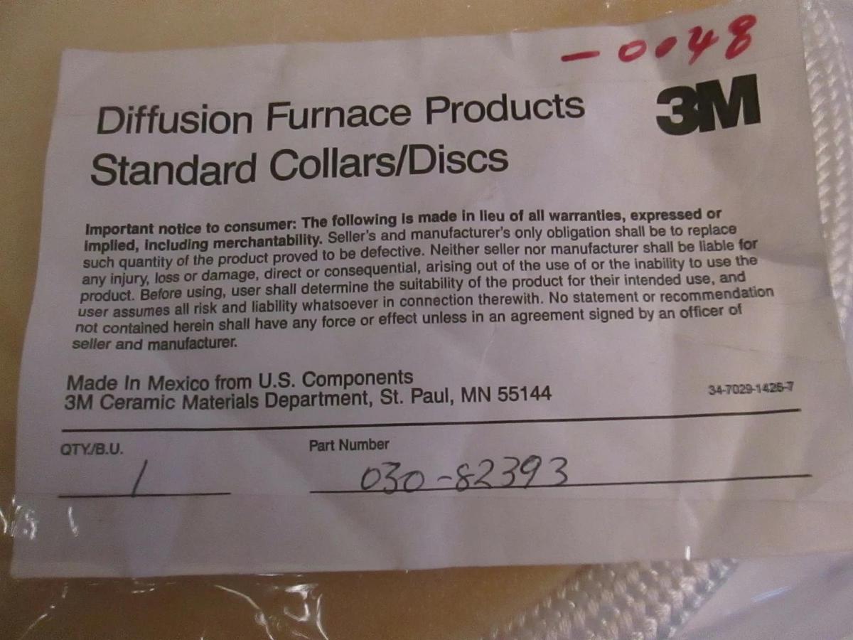 3M Diffusion Furnace Products, Standard Collar/ Disc, 030-82393, Lot of 2