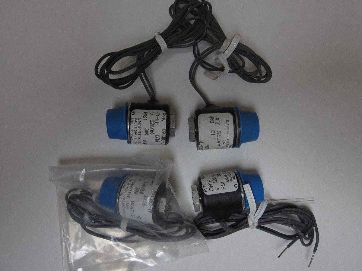 LOT of 4! SNAP-TITE 021383-TP  SOLENOID VALVE, Orifice 1/16, 300 psi, 7 W