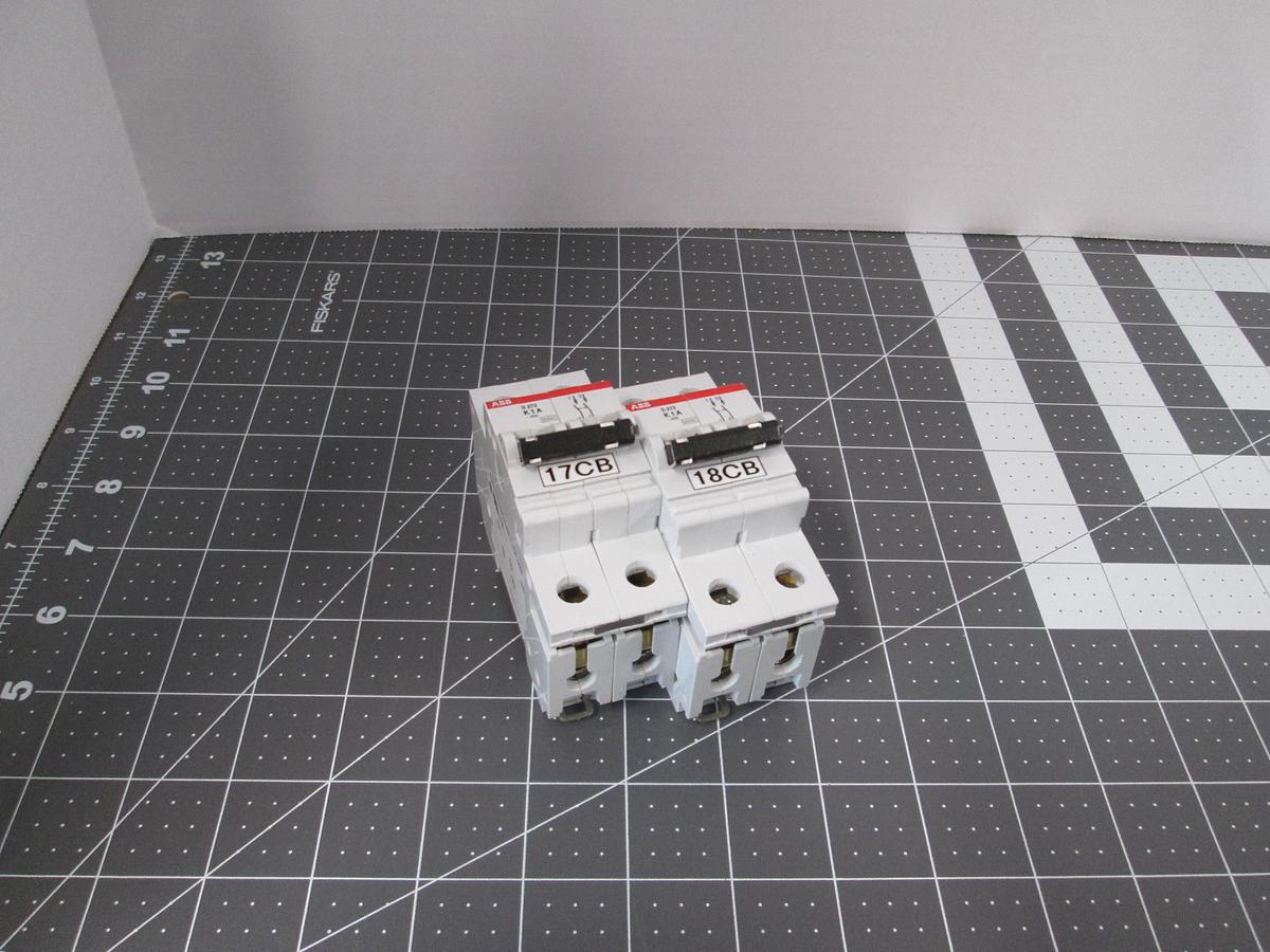 Used ABB, S272-K1A, 2 Pole 400VAC K Circuit Breaker DIN Rail Lot of 2