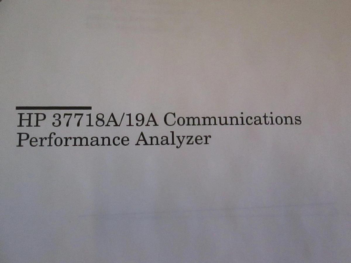 Used HP 37718A/19A Communications Performance Analyzer Quick Start Guide, Used