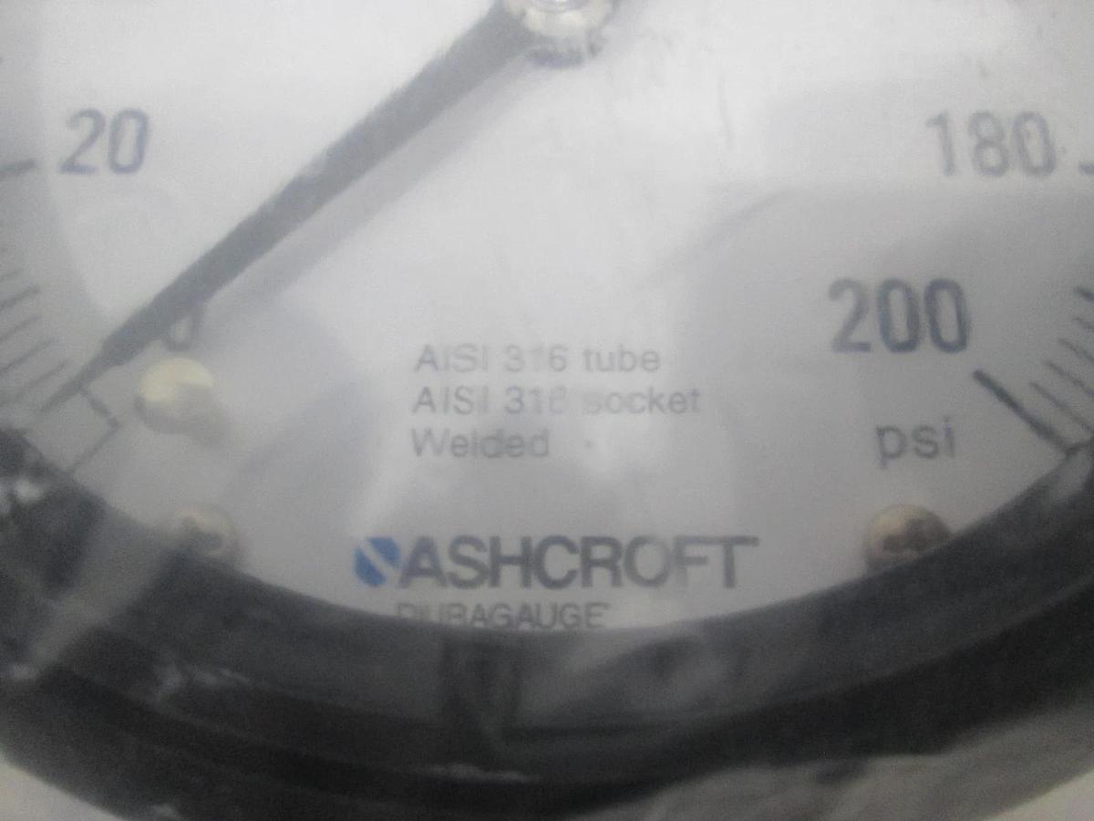 Ashcroft, Duragauge, 4-1/2", 0-200 PSI, Silicone Fill, New