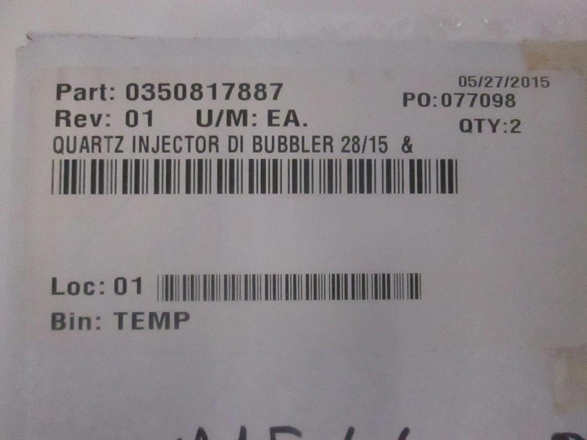 MRL Sandvik 0350817887 Quartz Injector DI Bubbler 28/15, , New, Lot of 2