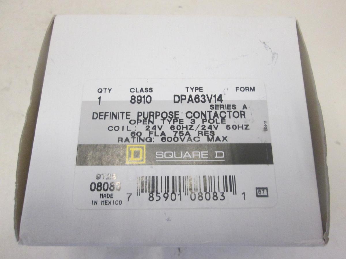 Used Square D, CL 9998 DA2 V14, RELAY,CONTACTOR,60AMPS, 30, New