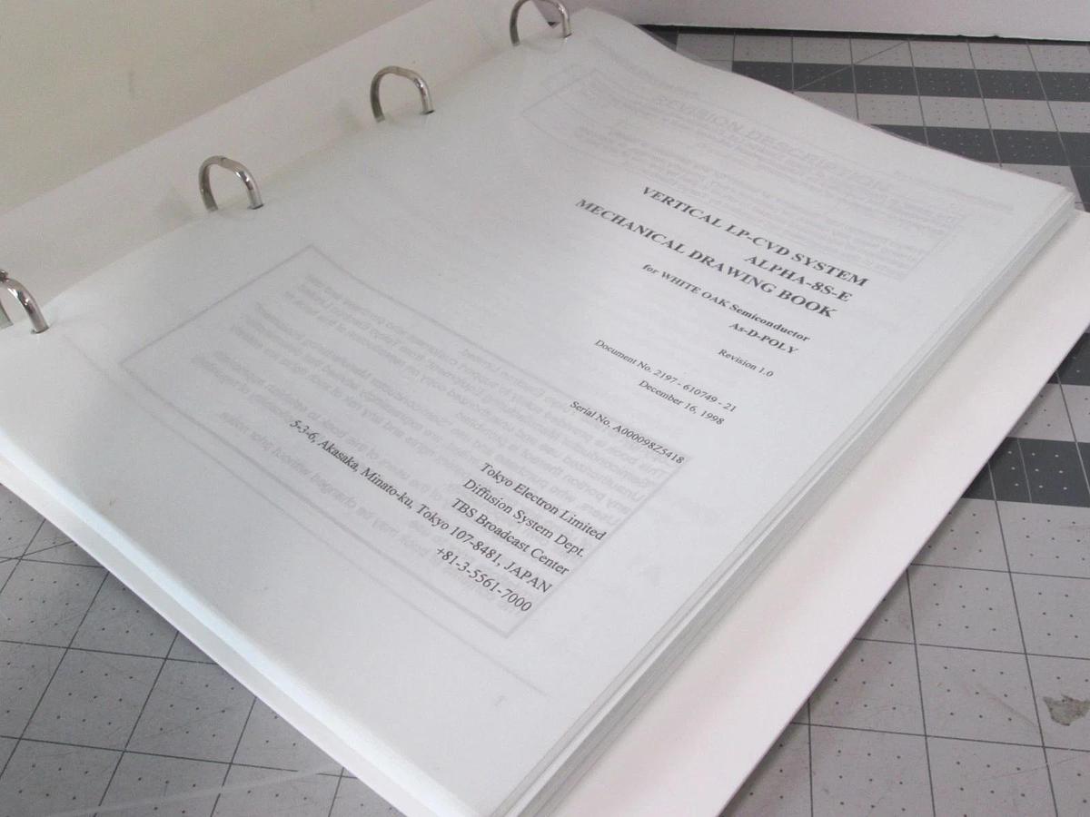 Used TEL Tokyo, ALPHA-8S-E, Mechanical Drawing Book As-D-POLY, Used