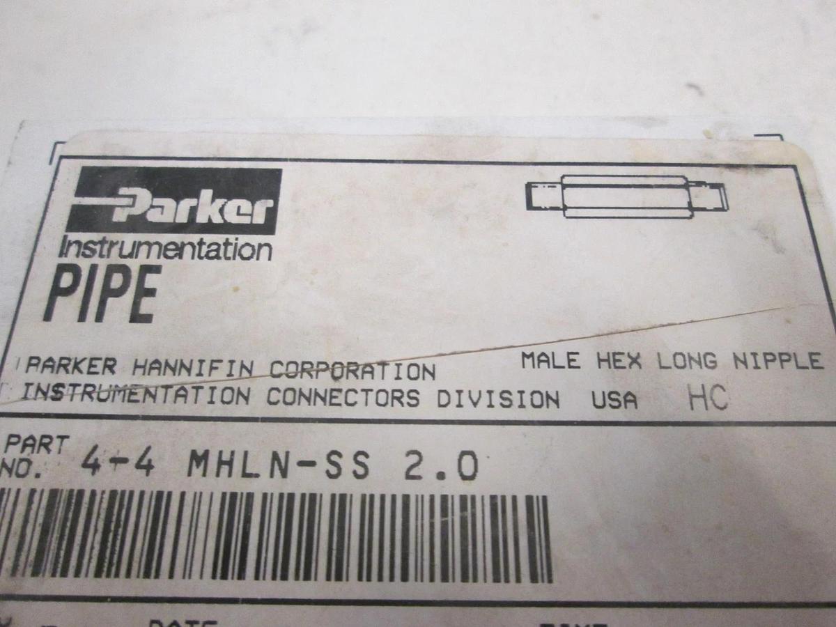 Parker, 4-4 MHLN-SS 2.0, Male Hex Long Nipple, Box of 3, New