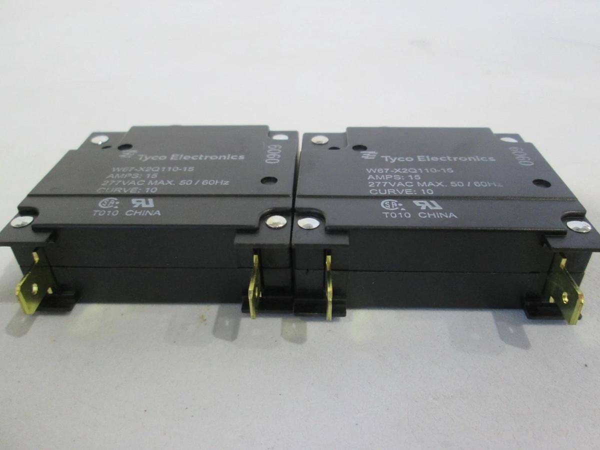 Tyco Electronics, W67-X2Q110-15, Circuit Breaker, 15A, 277VAC Max, New, Lot of 2