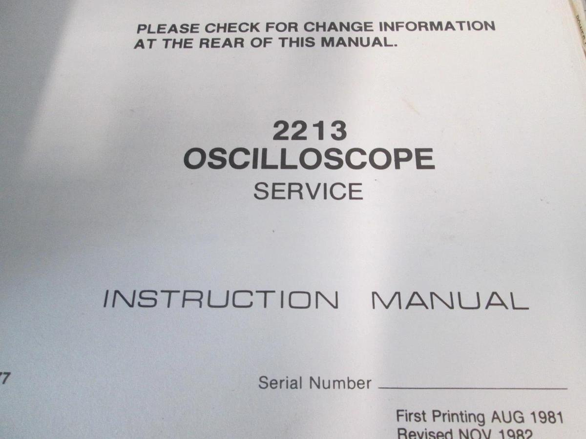 Used Tektronix, 2213, Oscilloscope Service, Instruction Manual, Used