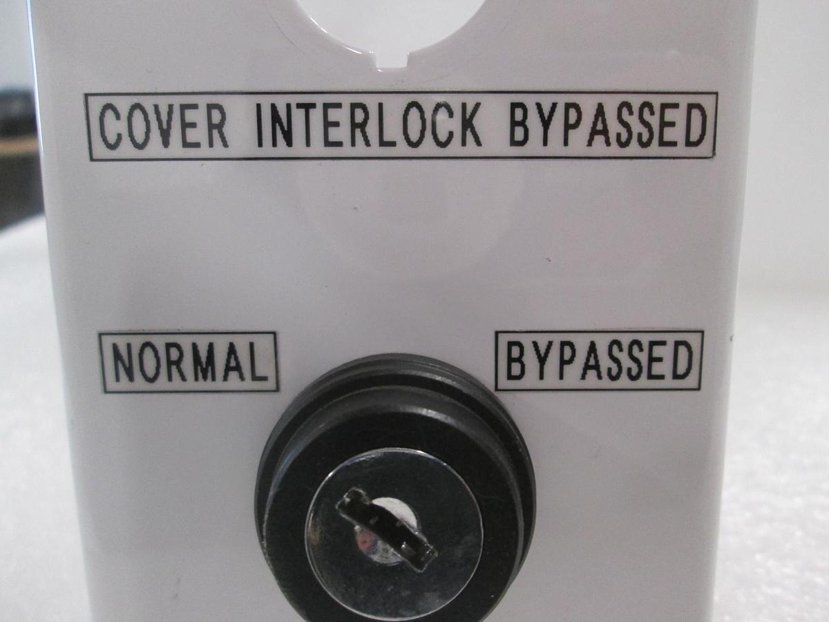 Used Cover Interlock Bypass Panel w/ Emergency Stop Button, Used