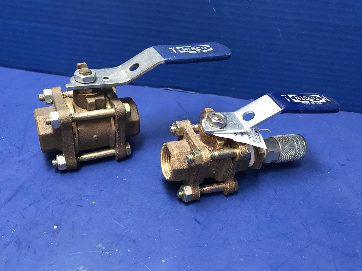 Used NIBCO 3/4" and 1/2" Ball Valve 595-Y-66, Lot of 2 Used