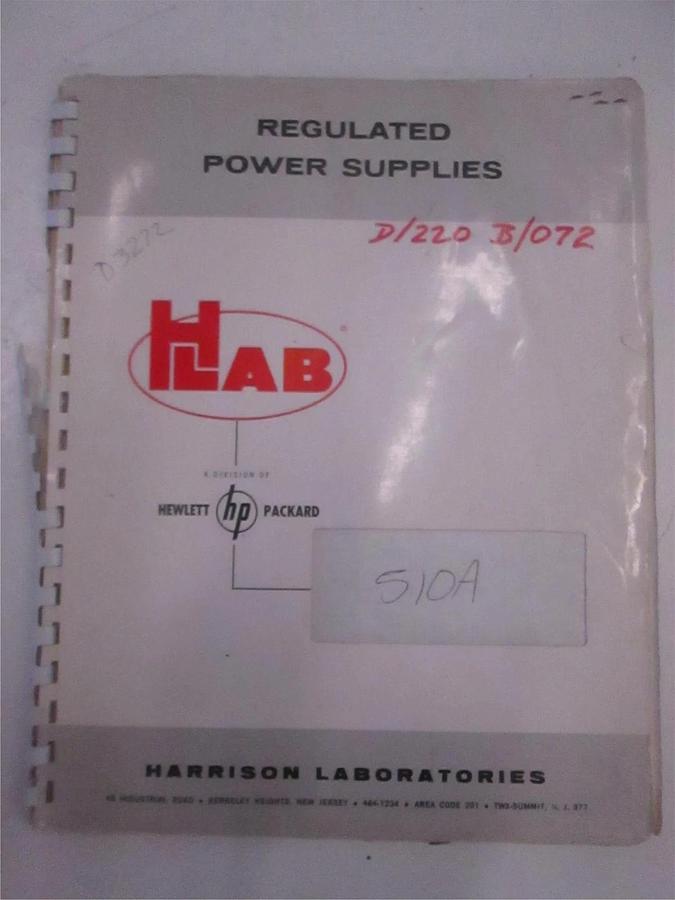Used HP Model 510A Power Supply Instruction and Operating Manual, Used