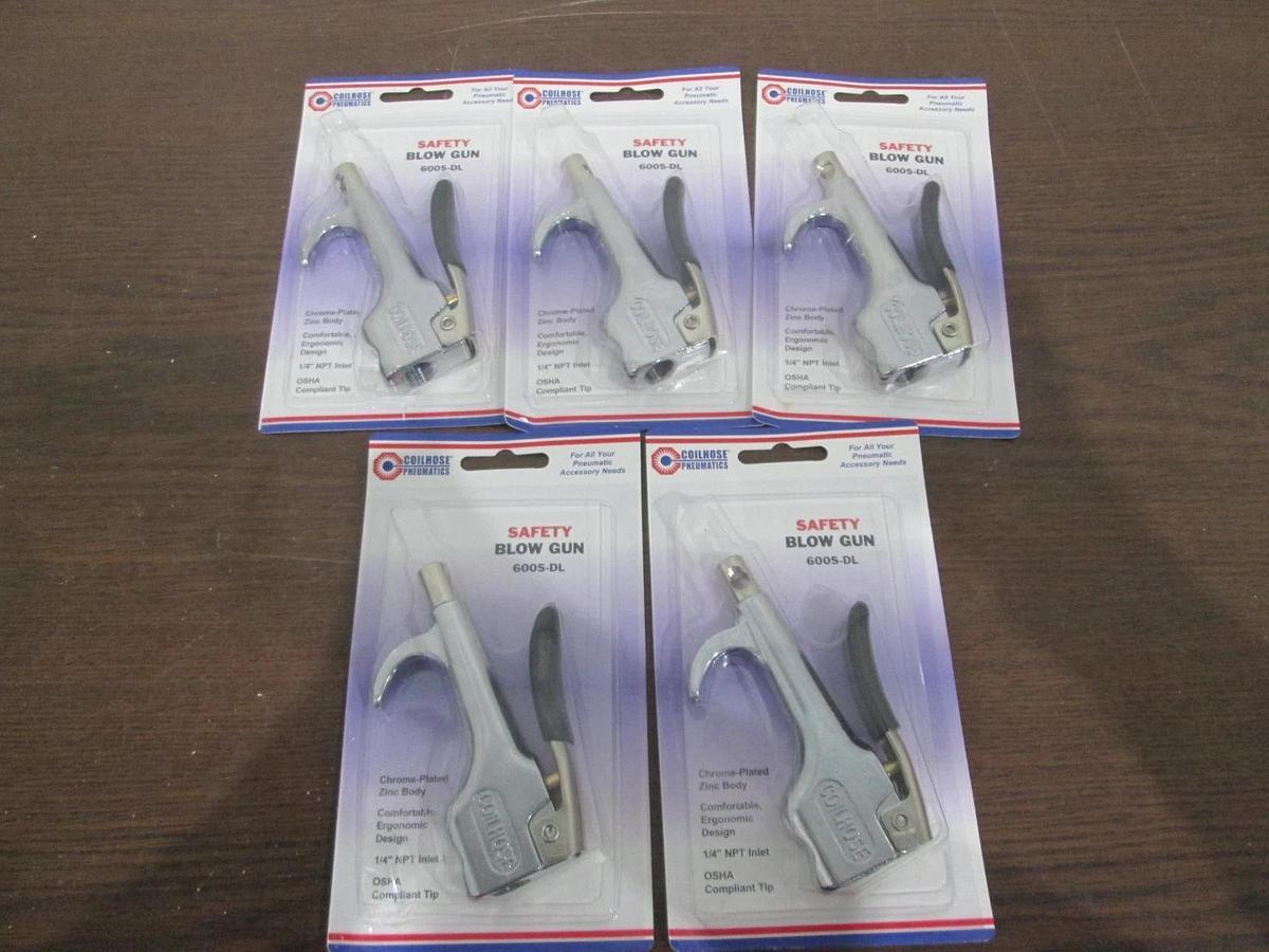 Used Coil Hose Pneumatics, 600S-DL, Safety Blow Gun, New, Lot of 5