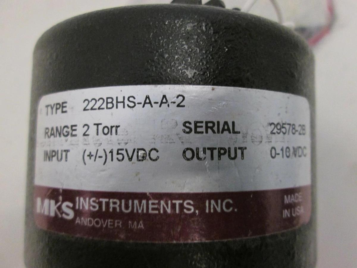 Used MKS, Baratron 2 Torr Pressure Transducer, 222BHS-A-A-2, Used