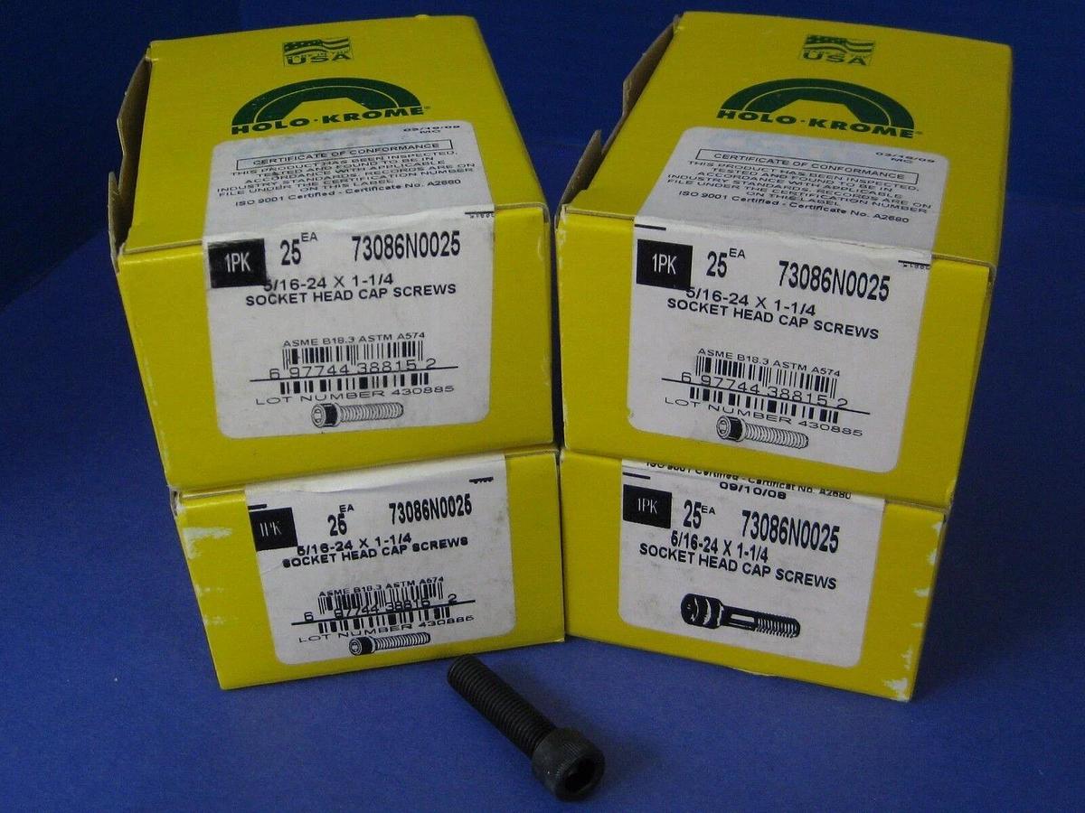 Used Holo-Krome 5/16”-24 x 1-1/4 Socket Head Cap Screw, Lot of 100 Pieces