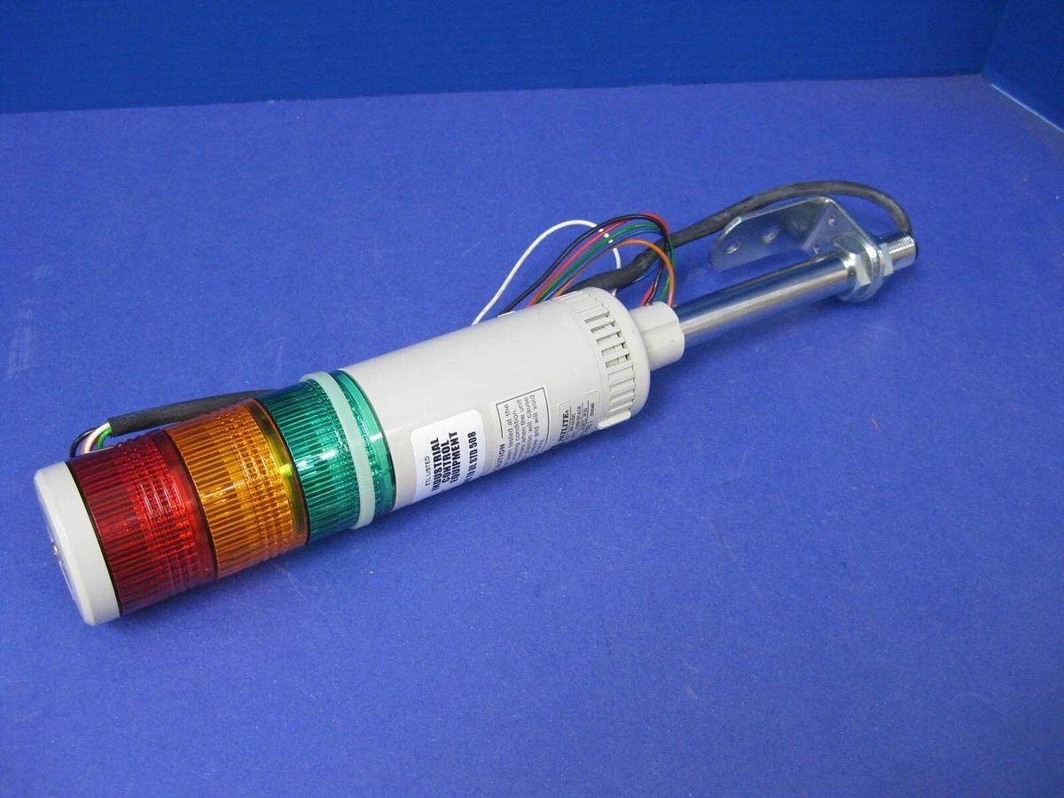 Used Patlite LE-P 3 Tier Signal Tower Light, Red, Amber, Green, 24V AC/DC, Used