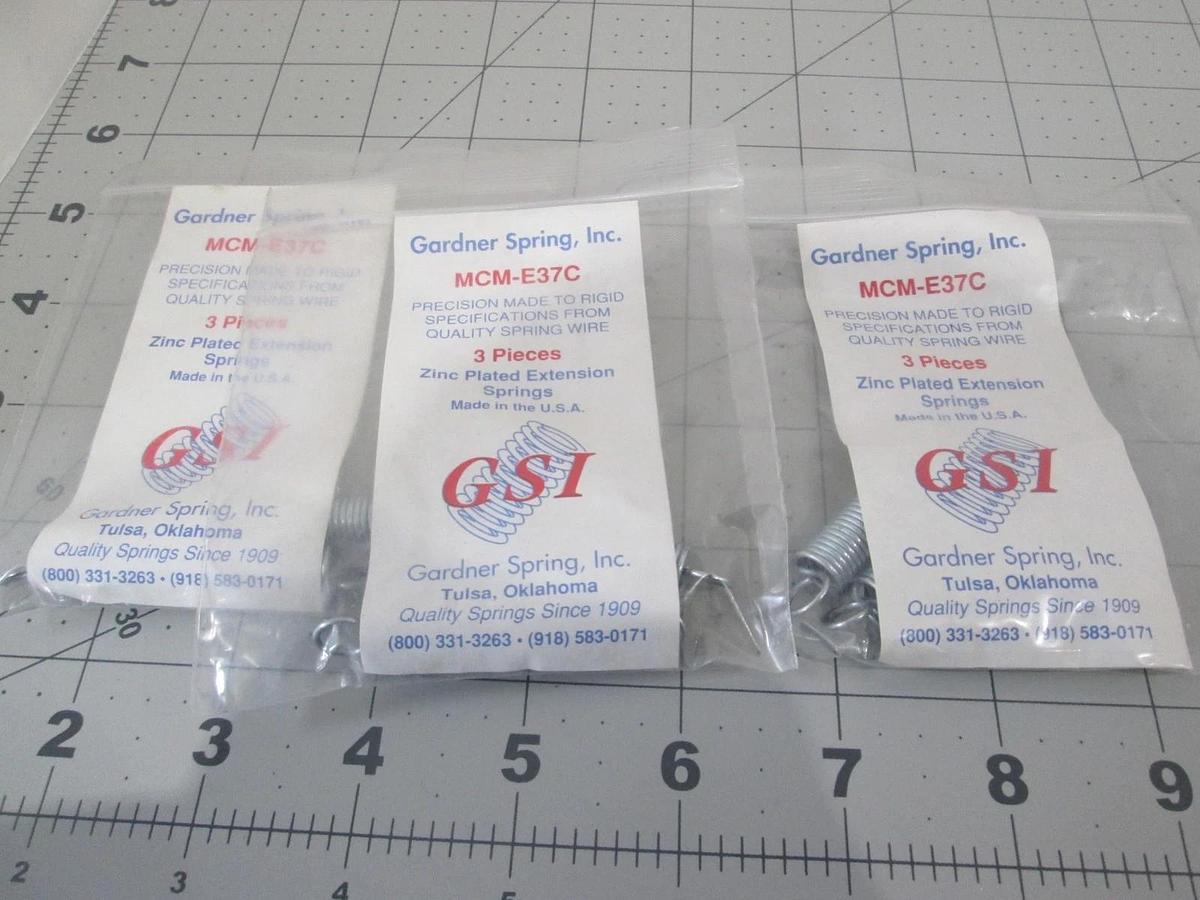Gardner Spring, MCM-E37C, Zinc Plated Spring Extension, .3750"OD, New, Lot of 9
