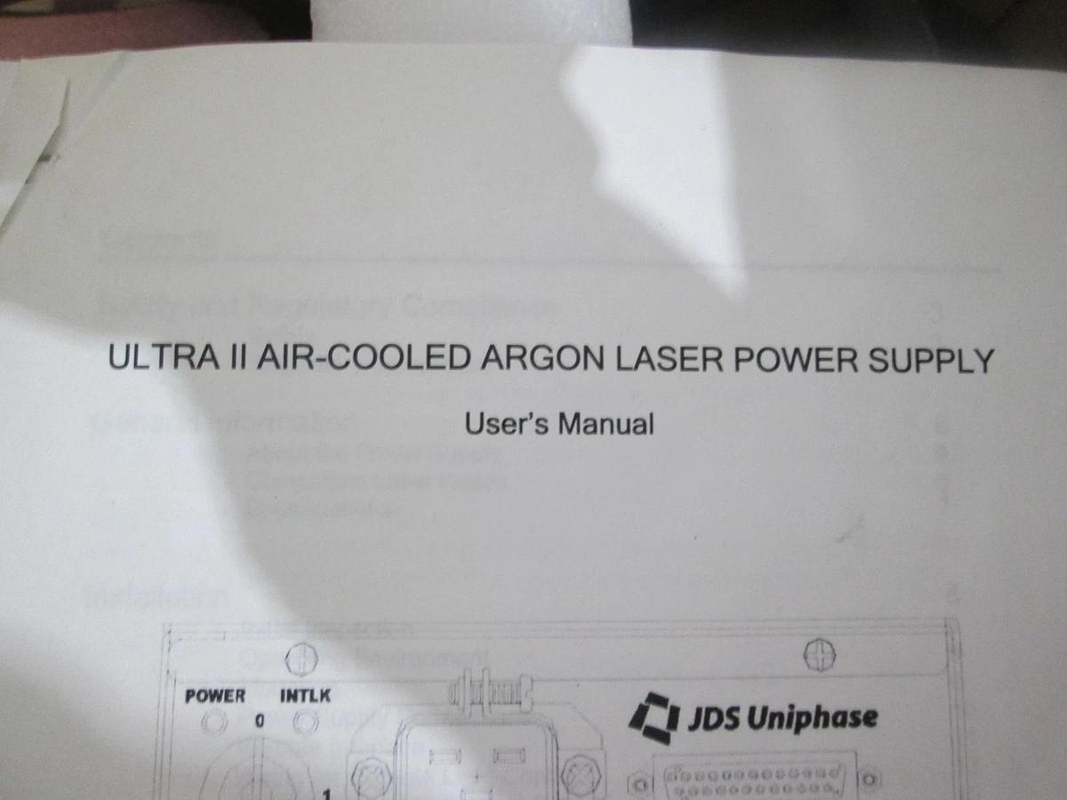 JDS, Uniphase, Ultra II Air-Cooled Argon Laser Power Supply w/ User's Manual,New