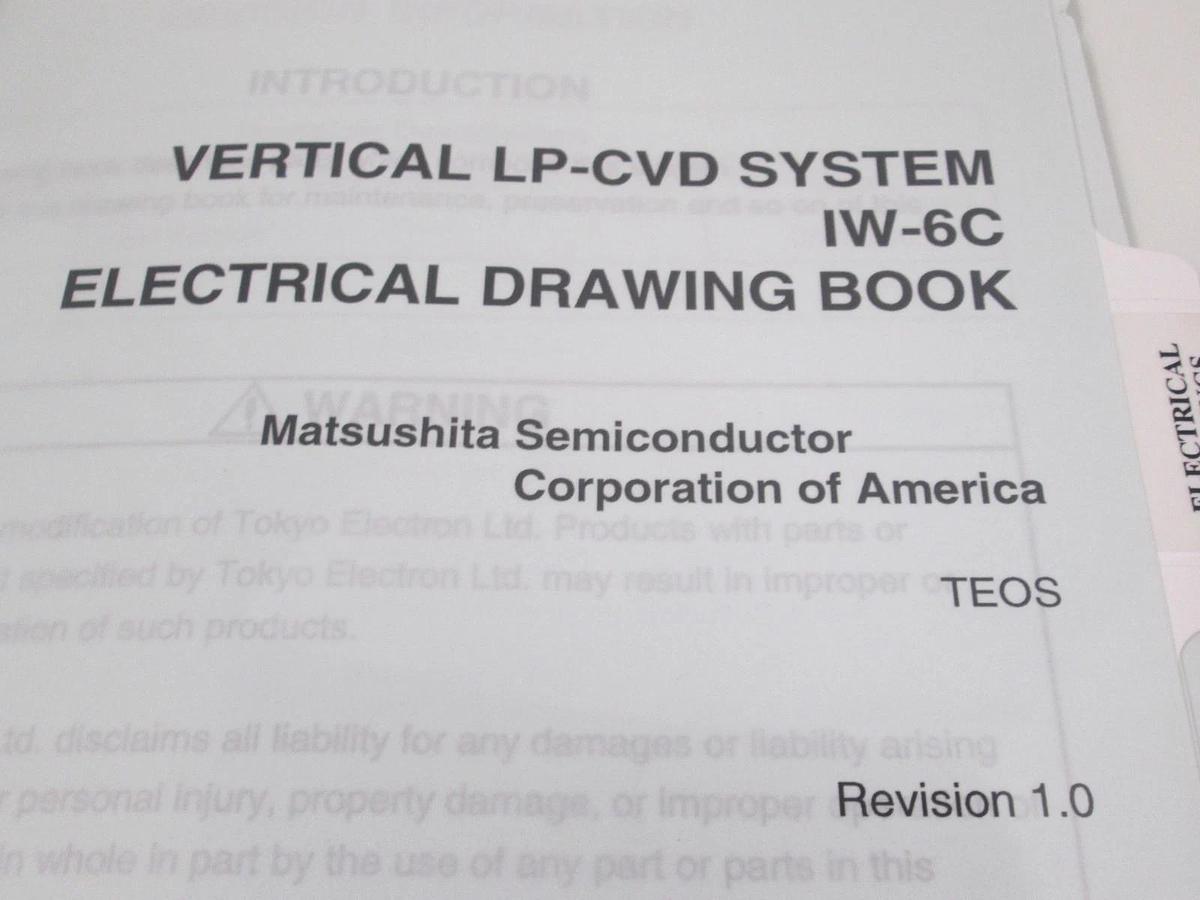 Used TEL Tokyo, IW-6C, Electrical Drawing Book, TEOS, Used