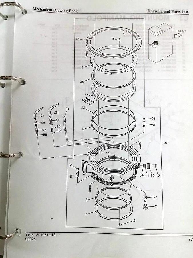 Used TEL Tokyo Electron 1187-131743-12, 2185-033126-12 Manifold Flange Plenum, Alpha8