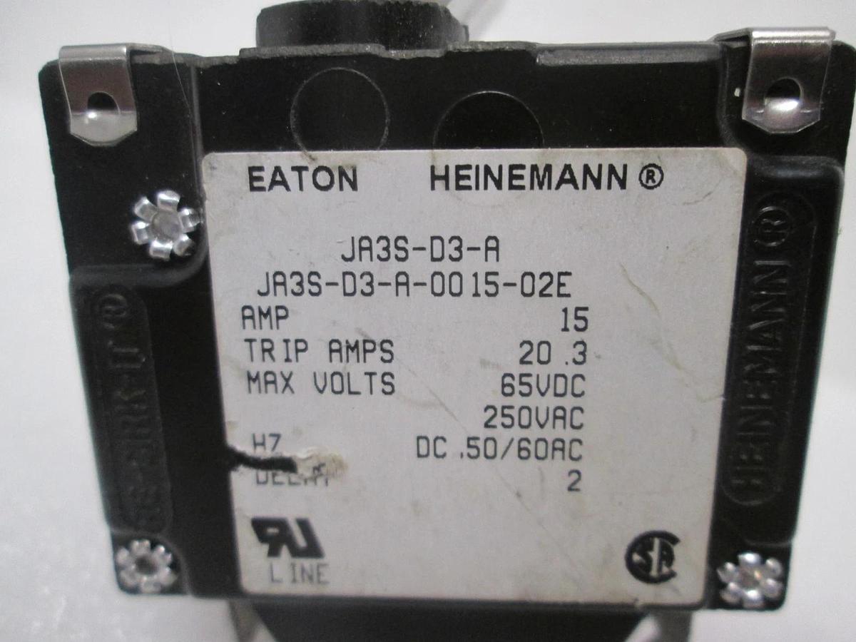Heinemann, JA3S-D3-A-0015-02E, Circuit Breaker, 3 Pole, 15A, New