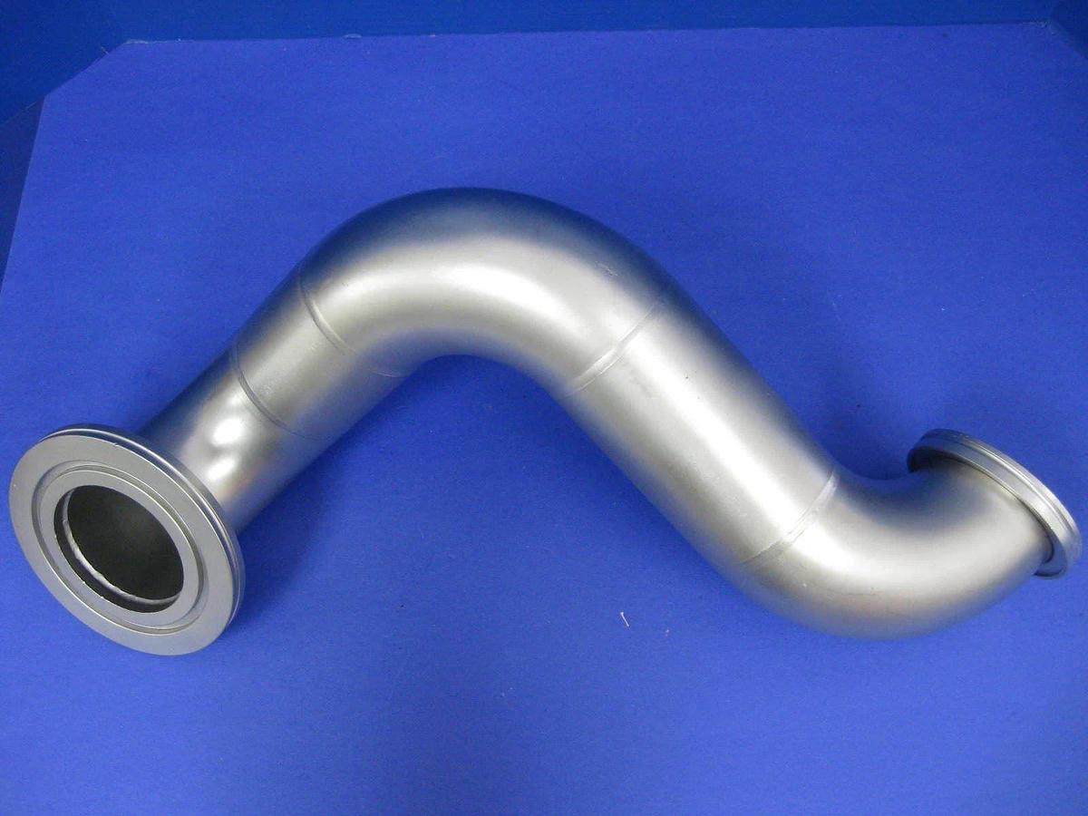 Used Stainless Steel Triple Elbow Vacuum Pipe 90° (x3), ISO-63 - ISO-100 Adapter