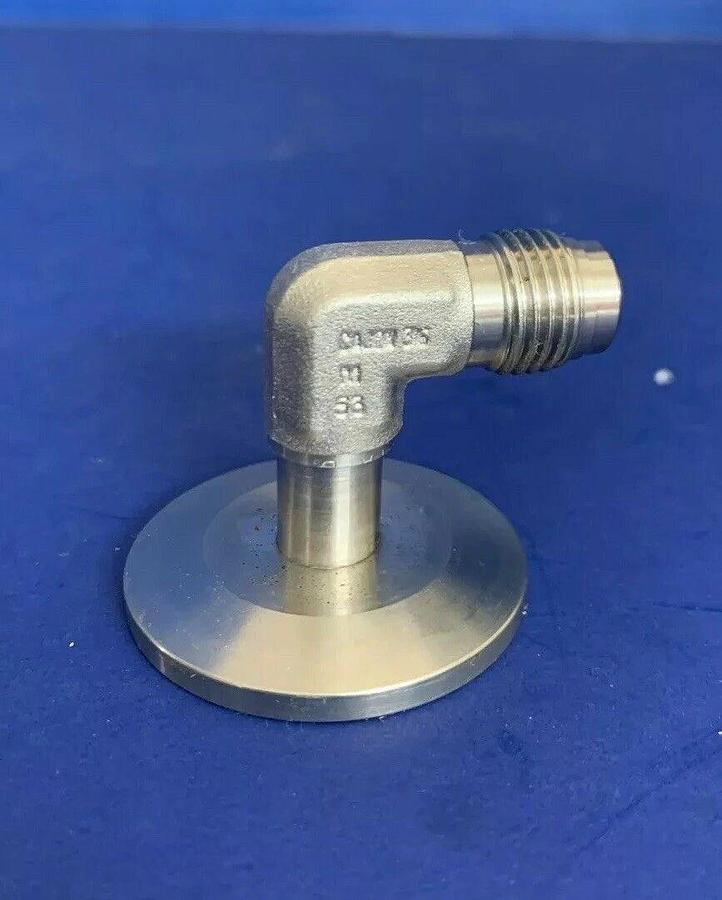 SS Vacuum Fitting Adapter, NW25 Flange to 1/4" MVCR w/ 90 Elbow, Lot of 2