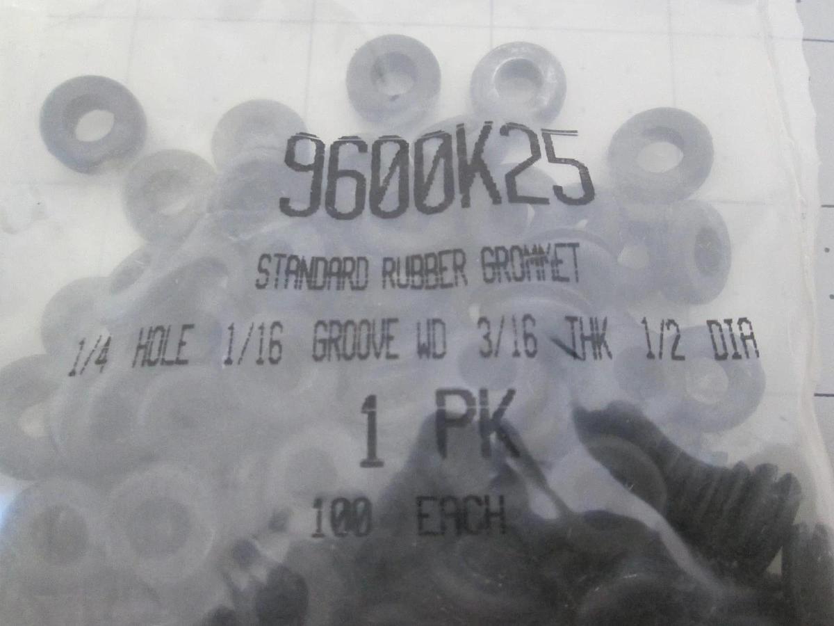 Rubber Grommet, 1/4 Hole 1/16 Groove WD 3/16 THK 1/2 Dia, New, Lot of 300