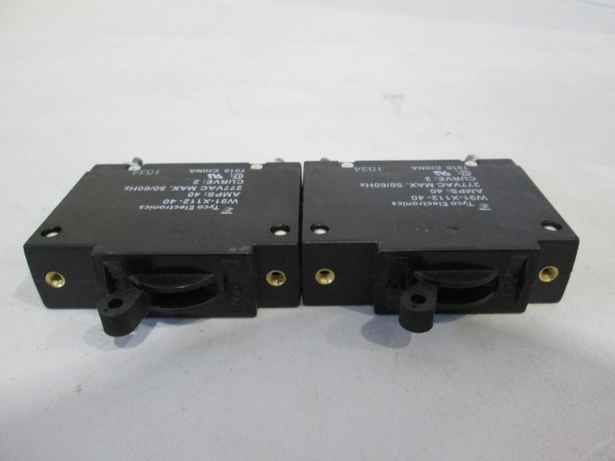 Used Tyco Electronics, W91-X112-40, Circuit Breaker, 40A, 277VAC Max, New, Lot of 2
